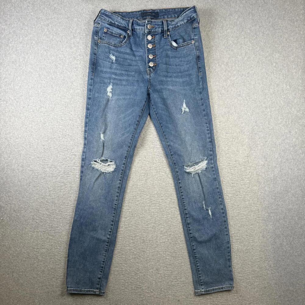 Aeropostale Women's Size 10 Reg High Rise Button Fly Distressed Jegging Jeans
